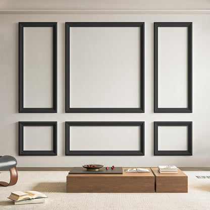 Art3d Pre-Cut Wall Molding Set of 6 pcs, Ready-to-Assemble Wainscoting Panels for Interior Wall Décor Living Room Bedroom Accent Wall - Installed with Glue, 3 Top 3 Bottom
