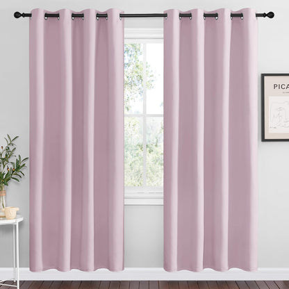 NICETOWN Halloween Pitch Black Solid Thermal Insulated Grommet Blackout Curtains/Drapes for Bedroom Window (2 Panels, 42 inches Wide by 63 inches Long, Black) - Colors B