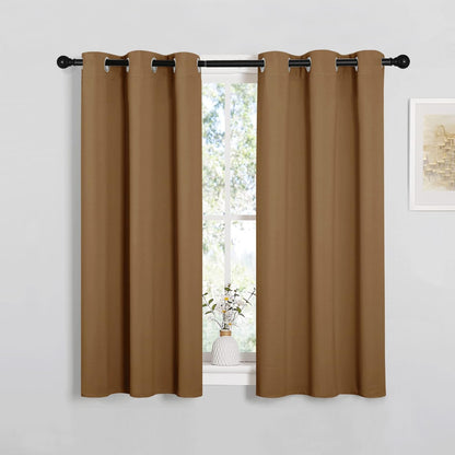 NICETOWN Halloween Pitch Black Solid Thermal Insulated Grommet Blackout Curtains/Drapes for Bedroom Window (2 Panels, 42 inches Wide by 63 inches Long, Black) - Colors A