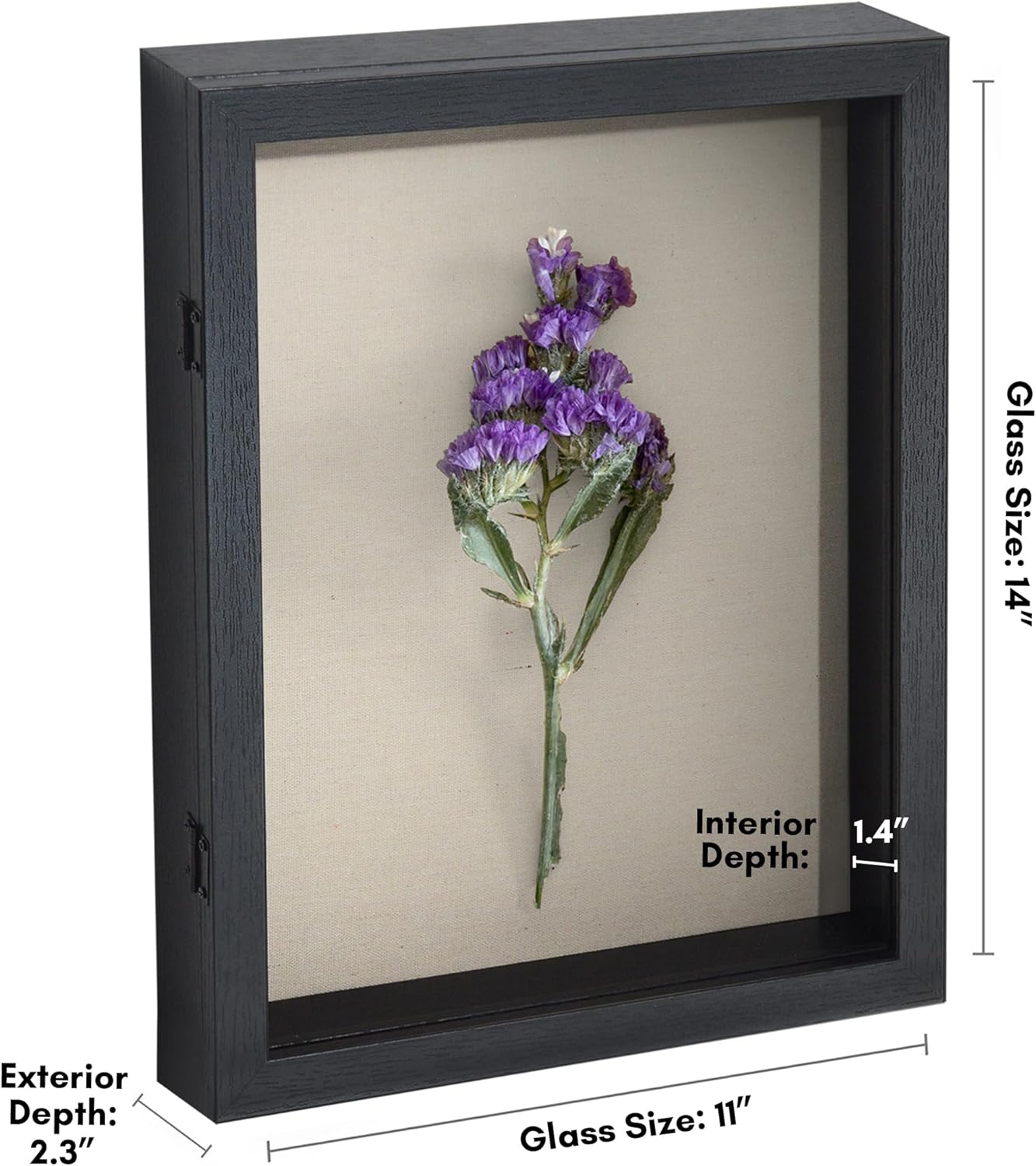 Americanflat Front Opening 11x14 Shadow Box Frame with Shatter-Resistant Glass - Silhouette Collection - Shadow Box Display Case for Tabletop and Wall Display - Black