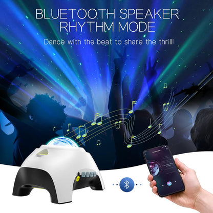 Northern Galaxy Light Aurora Projector with 33 Light Effects, LED Star Projector for Bedroom Nebula Lamp, Remote Control, White Noises, Bluetooth Speaker for Parties