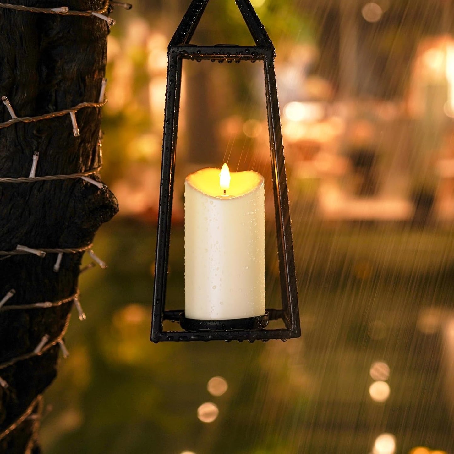 Homemory 6"x3" Outdoor Waterproof Flameless Candles, LED Candles, Battery Operated Candles with Remote and Timers, Electric Fake Plastic Pillar Candles, Ivory White, Set of 2