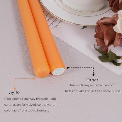 Viyffo Taper Candles, 10 Inch, 4 Pack, Olive Glow – Unscented, Dripless & Smokeless Design, Up to 8 Hour Burn – Long Tall Taper Candlesticks for Wedding, Dinner & Home Decor