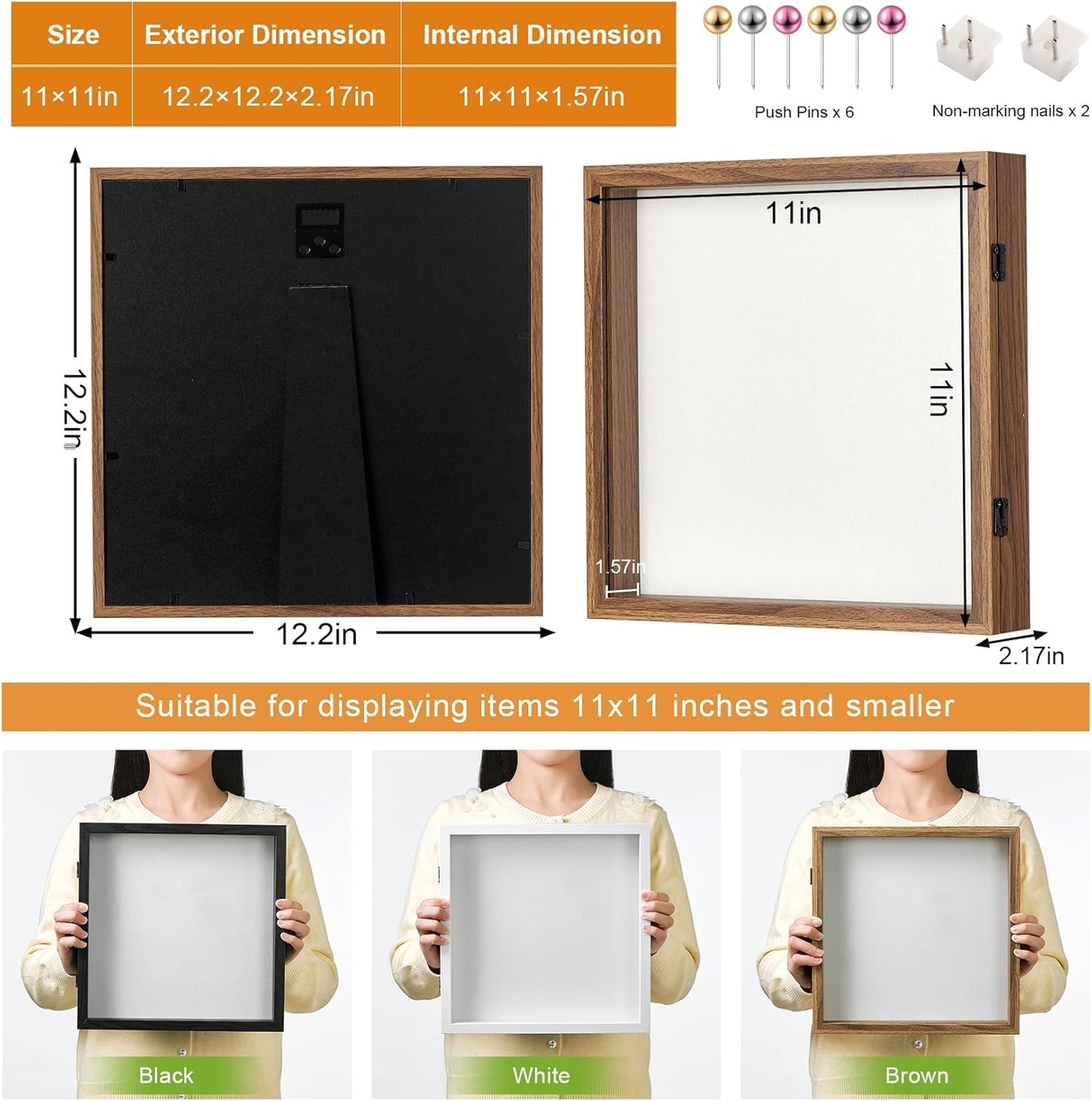 8x10 Deep Shadow Box Picture Frame Display Case with Linen Back and Stand,Real Glass Black Shadow Memory Box Frame 8x10 for Flower Baby Pet Wedding Photo Art Craft Memorial Wall Decor Gift