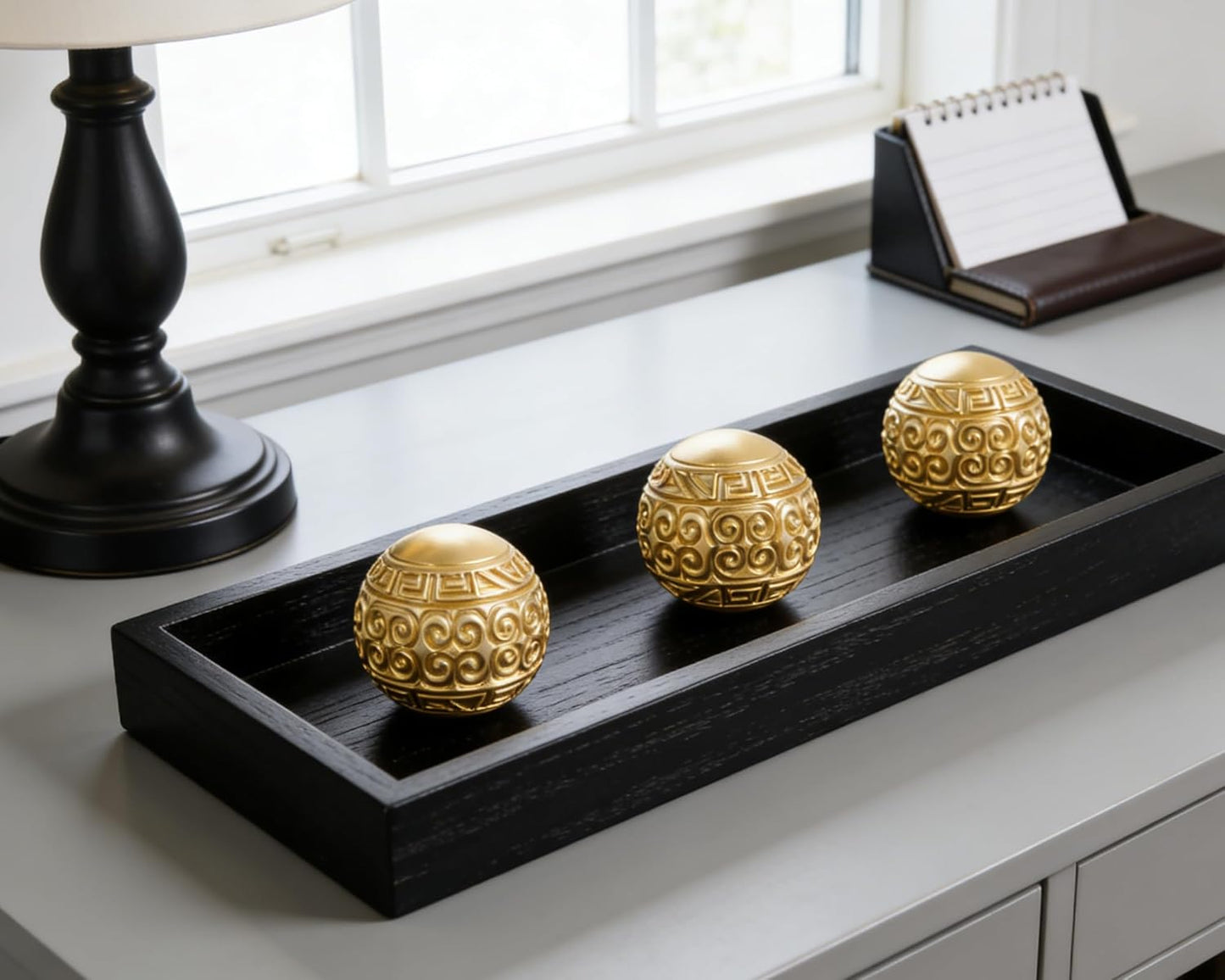 3 Pack Gold Decorative Ball for Centerpiece Bowls, 3 inch Orbs Spheres for Home Living Room Coffee Table Centerpieces Shelf Decoration
