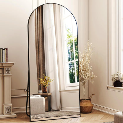 XRAMFY 56"x21" Arched Full Length Mirror Floor Mirrors with Aluminum Alloy Frame Free-Standing Wall Mounted Floor Mirrors or Large Dressing Mirror, Black Mirror Full Length