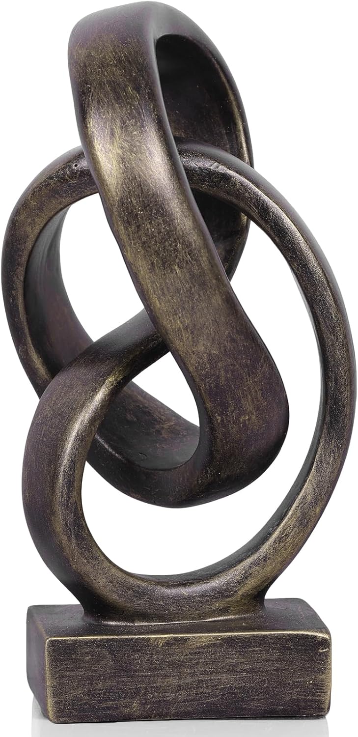 DOVDOV Abstract Black Knot Sculpture, Geometric Decor, Black Decorative Piece for Living Room Coffee Table or Bookshelf Top, Office Coffee Table or Entryway Console Decor.