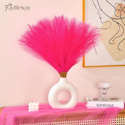 50pcs Pampas Grass 17in for Living Room Decor, Blush Pink Pampas Grass Decor, Fluffy Pink Flowers for Home Birthday Bathroom Baby Shower Wall Bow Decor(Blush & Cream & Pink)