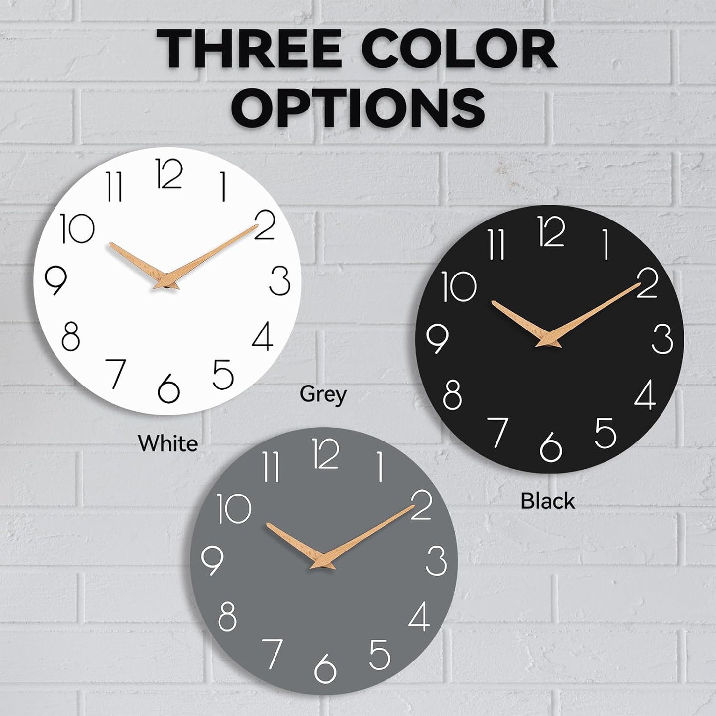 cicininc Wall Clock, Gray Silent Non-Ticking, Decorative Battery Operated Wall Clocks for Bedroom, Kitchen, Home, Office, School, Hotel (8 Inch)