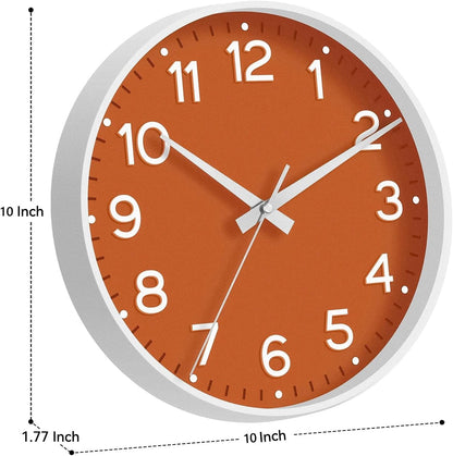 Roymnie Wall Clock Green, Silent Wall Clocks Battery Operated 8 Inch-Modern Non Ticking Analog Clock Decorative for Kitchen Office Bathroom Bedroom(Gold)