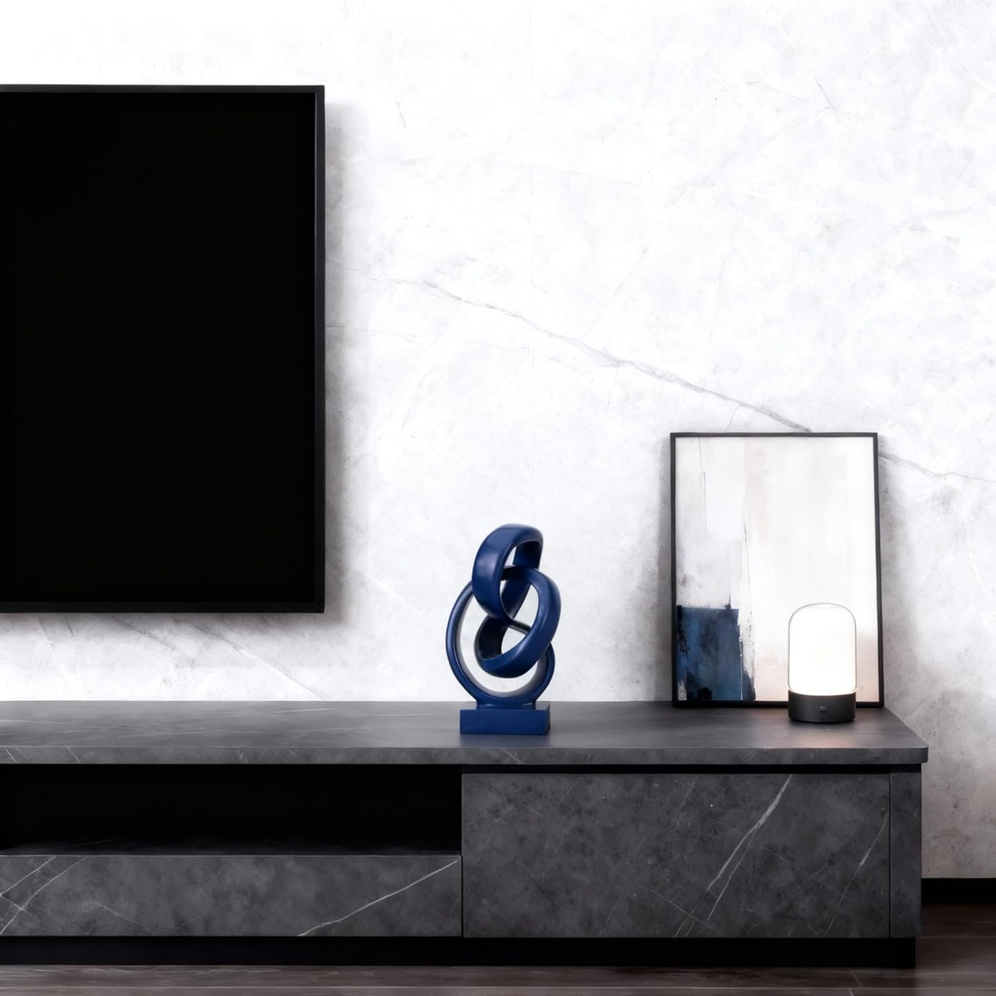 DOVDOV Abstract Black Knot Sculpture, Geometric Decor, Black Decorative Piece for Living Room Coffee Table or Bookshelf Top, Office Coffee Table or Entryway Console Decor.