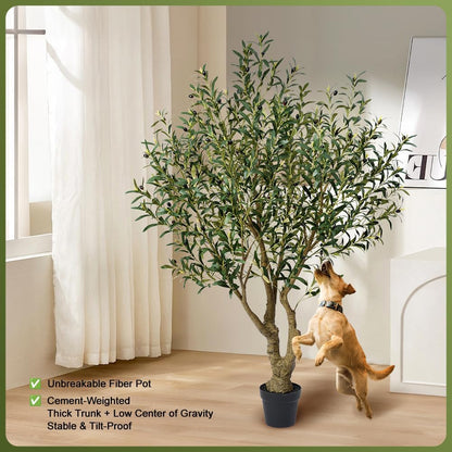 Verinatural Olive Tree Artificial Indoor 6ft - UV Resistant Large Fake Plants - Realistic Faux Olive Tree in Pot - Tall Artificial Plants Outdoor for Home, Patio, Living Room, Office Decor,VN138