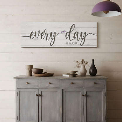 Quotes Wall Decor Enjoy the Little Things Sign Family Wall Signs Canvas Prints Rustic Wooden Wall Art Wood Pictures for Living Room Bedroom Office Home Decor, 6 X 17 Inch Framed