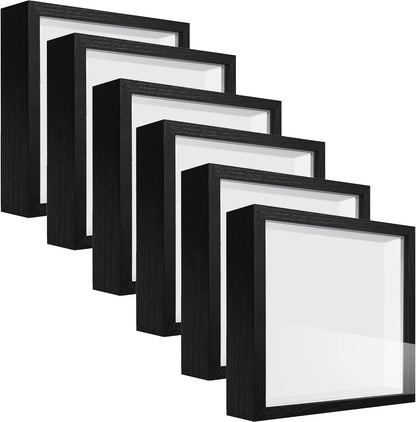 8x8 Shadow Box Frame Display Case with Letter Stickers, 3D Picture Frame, Display Case Box for Memorabilia, Baby Items, Wedding Memories, Crafts, Tickets and Photos (White, 8x8)