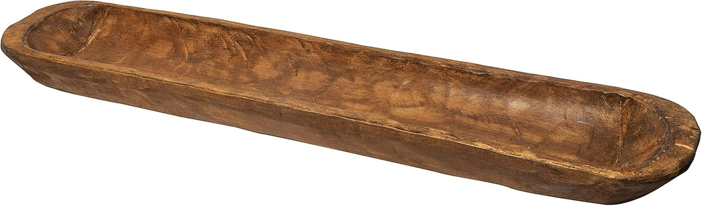 MAINEVENT Decorative Bowl Home Decor Approx 10 Inch, Hand Crafted Spanish Oak Wooden Dough Bowl Decor, Table Centerpiece Made in USA