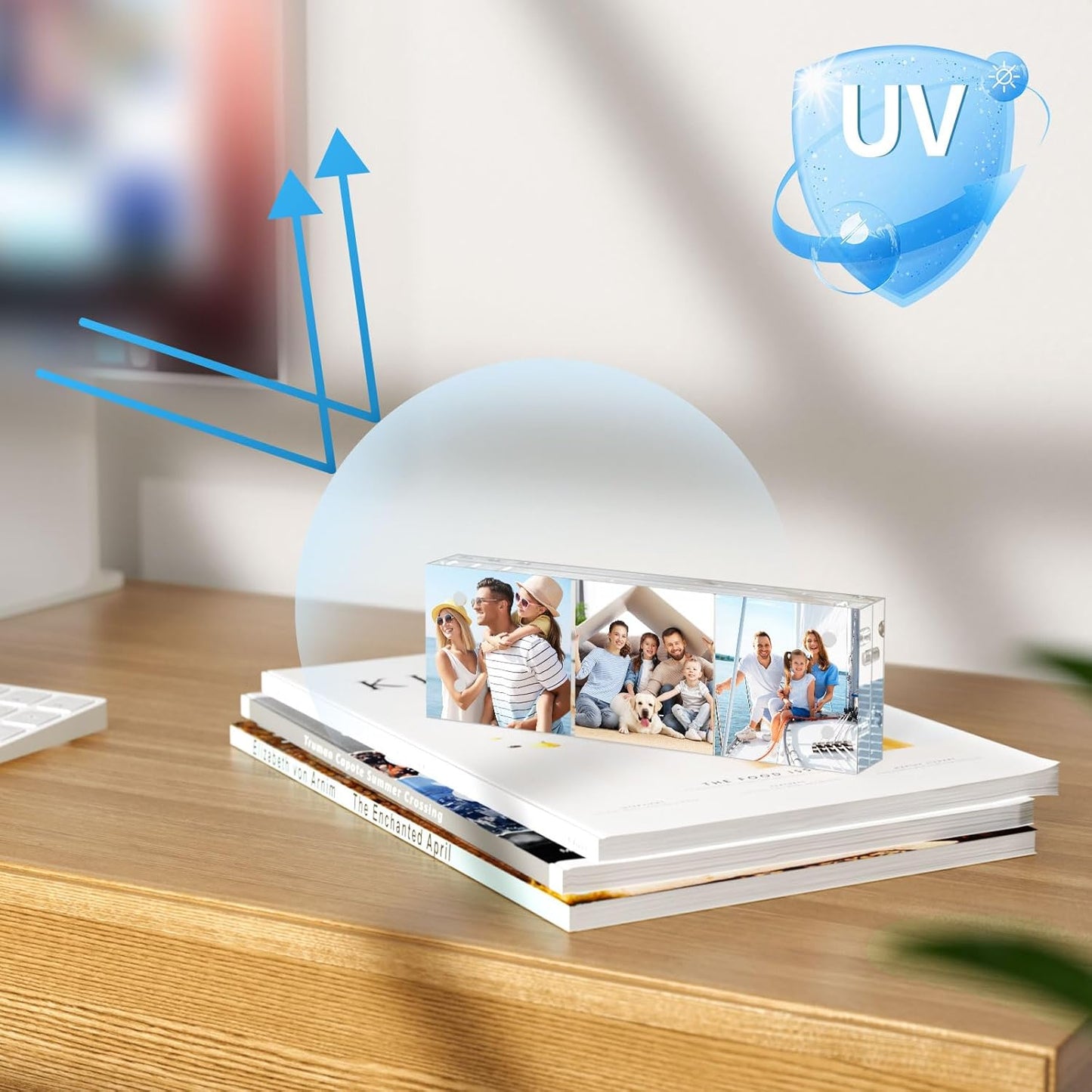 AITEE 4x6 Acrylic Picture Frames 3 Pack, 20% Thicker Block, Clear Picture Frames Freestanding Double Sided Magnetic Acrylic Lucite Frameless Transparent Square Frame Gift for Desktop Display