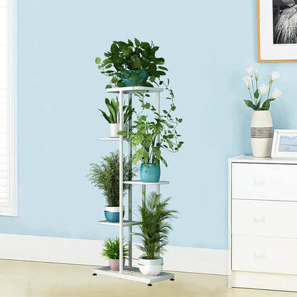 LINZINAR Plant Stand Indoor Outdoor Corner 4 Tier Metal Plant Shelf Patio Plant Rack for Garden Corner Balcony Living Room