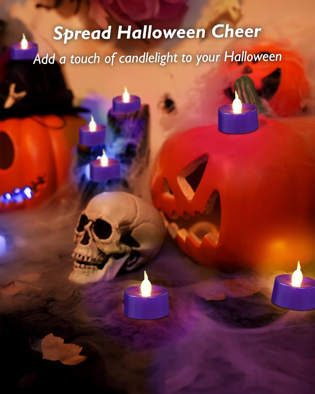 merrynights LED Candles, Tea Lights Candles Battery Operated Bulk, 50-Pack Long-Lasting 200 Hours Flameless Tealight Candles, Realistic Tea Lights for Christmas Halloween Wedding, 1.5'' D X 1.25'' H