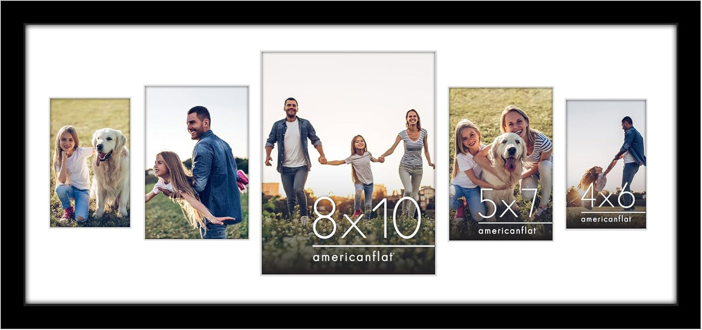 Americanflat 4x6 Collage Picture Frame with Polished Plexiglass - Multi Picture Frames Fit Sixteen 4x6 Photos or Use as One 18x26 Poster Frame for Wall Display - Signature Collection - Black