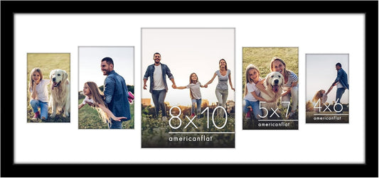 Americanflat 4x6 Collage Picture Frame with Polished Plexiglass - Multi Picture Frames Fit Sixteen 4x6 Photos or Use as One 18x26 Poster Frame for Wall Display - Signature Collection - Black