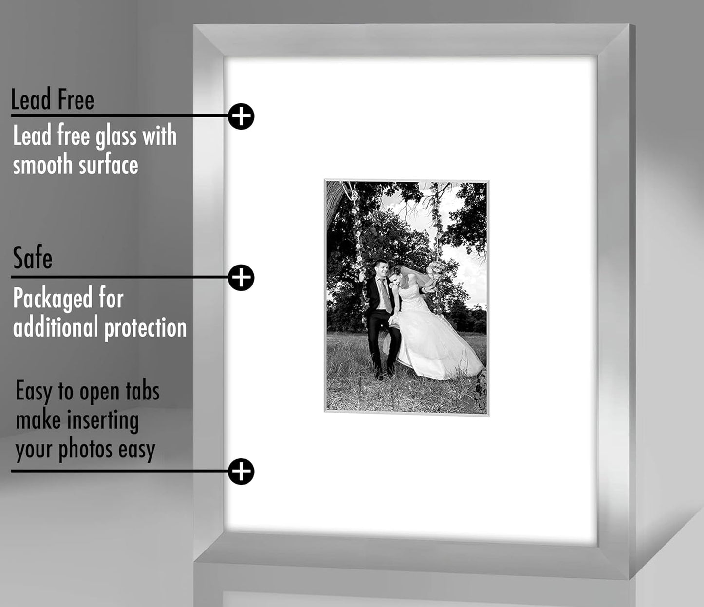 Americanflat 11x14 Picture Frame with Shatter-Resistant Glass - Use as 5x7 Frame with Mat or Display 11x14 Photo Without Mat - Signature Collection - Picture Frames for Wall Display - Black