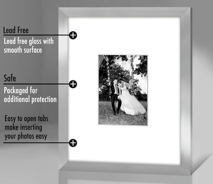 Americanflat 11x14 Picture Frame with Shatter-Resistant Glass - Use as 5x7 Frame with Mat or Display 11x14 Photo Without Mat - Signature Collection - Picture Frames for Wall Display - Black
