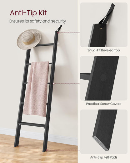 VASAGLE Blanket Ladder Decorative Farmhouse for The Living Room, 5-Tier Ladder Shelf, Ladder Rack for Storage and Decor, Honey Brown ULLS018K41