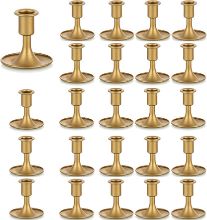 Candlestick Holders Taper Candle Holders, Romadedi Gold Candle Stick Candle Holder for Table Centerpiece, Wedding Reception, Festive Christmas Mantel Decoration or Home Decor, Set of 2