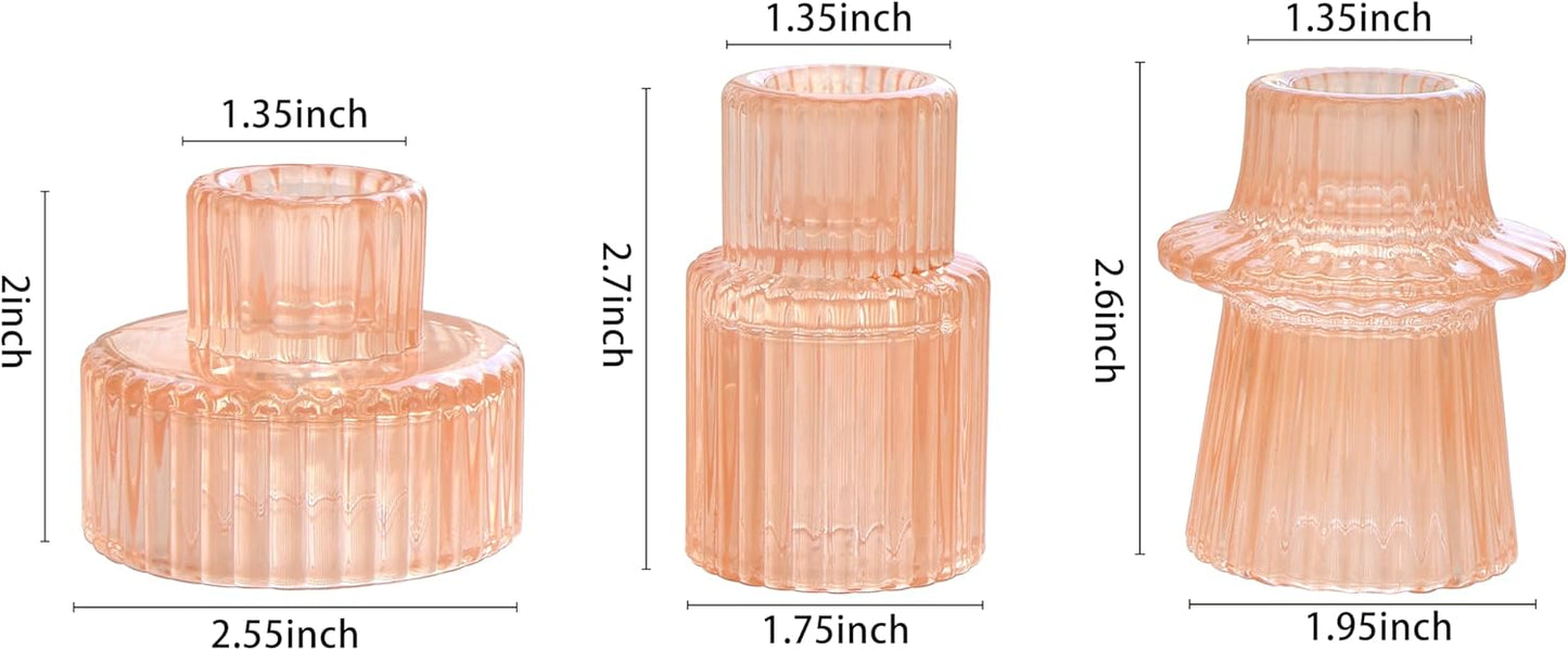 Vixdonos Taper Glass Candlestick Holders Tealight Candle Holders for Table Centerpieces, Wedding Decor and Dinner Party (6 Pcs, Green)
