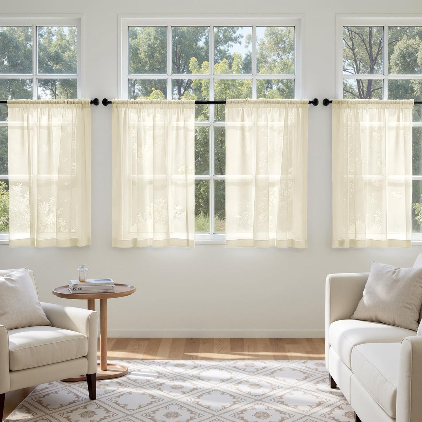 MIULEE White Sheer Curtains 84 Inches Long, 4 Panels Set, Light Filtering Rod Pocket Voile Drapes for Living Room and Bedroom, Airy Soft Fabric Window Treatments, 42 x 84 Inches