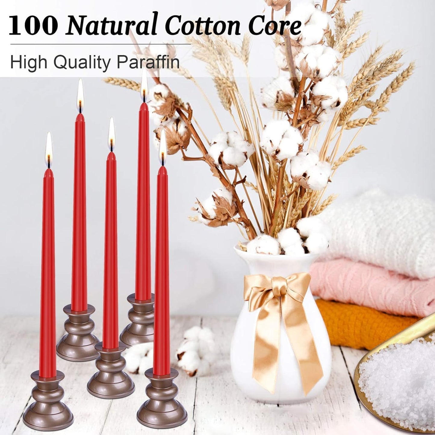 30-Pack 10-Color Taper Candles - 10 Inch Dripless & 10-Hour Burn｜Wedding/Birthday/Home Decor with Premium Wax