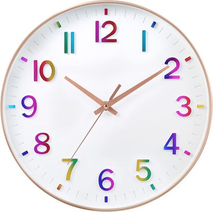HZDHCLH Wall Clocks Battery Operated,12 inch Silent Non Ticking Modern Wall Clock for Living Room Bedroom Kitchen Office Classroom Decor (Olive Green and Gold)