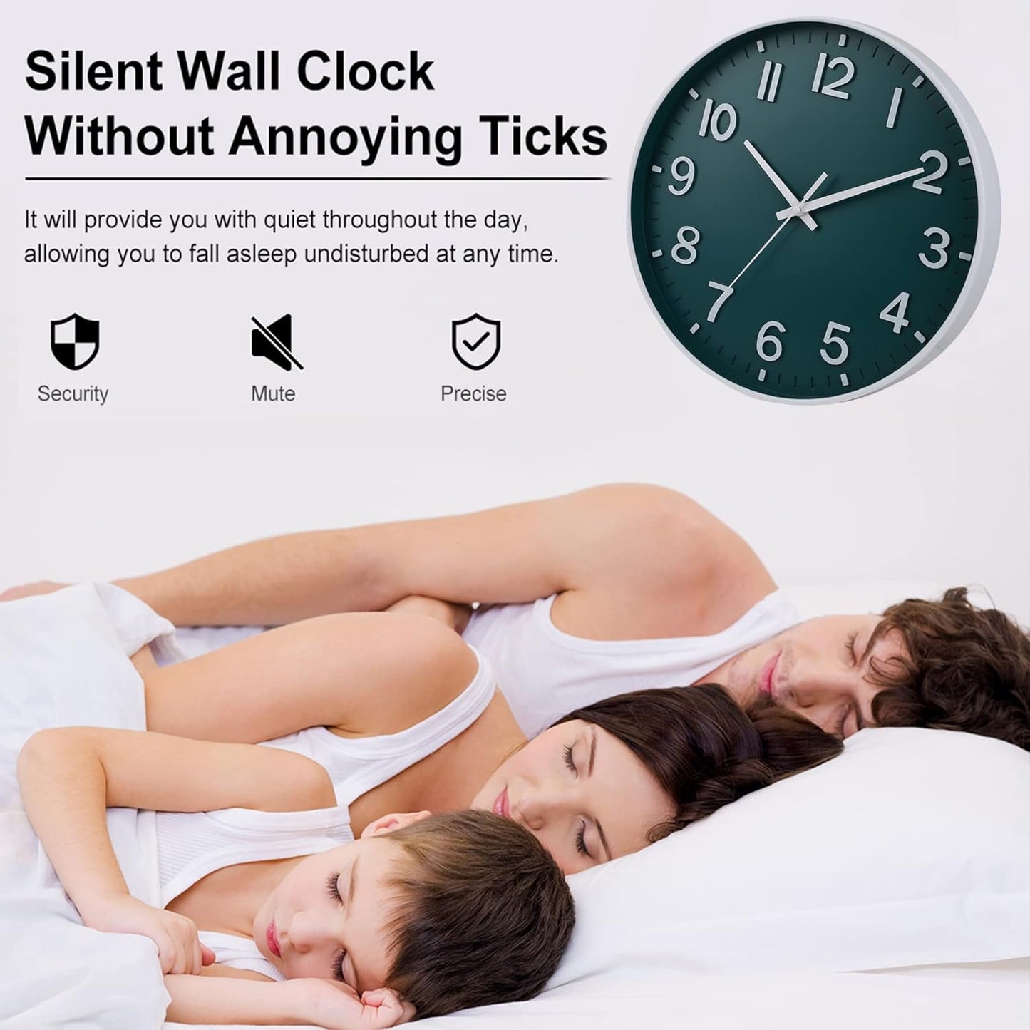 HZDHCLH Wall Clocks Battery Operated,12 inch Silent Non Ticking Modern Wall Clock for Living Room Bedroom Kitchen Office Classroom Decor (Olive Green and Gold)