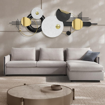 Lucky Monet Large Wall Decor for Living Room, Modern Metal Wall Art, 3D Textured Geometric Wall Sculpture 59"x24" Wall Hanging Decoration for Dinning Room Bedroom Entryway