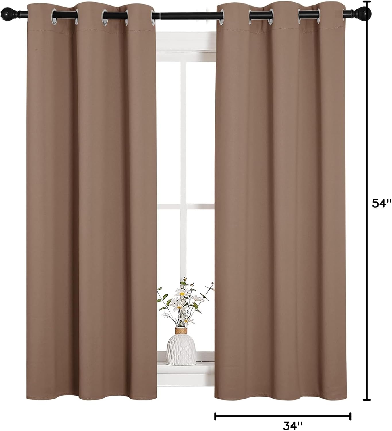 NICETOWN Halloween Pitch Black Solid Thermal Insulated Grommet Blackout Curtains/Drapes for Bedroom Window (2 Panels, 42 inches Wide by 63 inches Long, Black) - Colors D