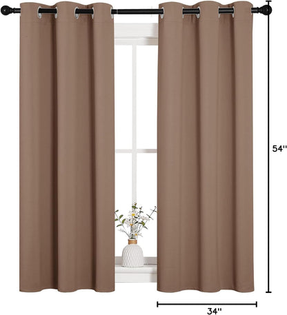 NICETOWN Halloween Pitch Black Solid Thermal Insulated Grommet Blackout Curtains/Drapes for Bedroom Window (2 Panels, 42 inches Wide by 63 inches Long, Black) - Colors D