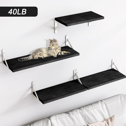 YGEOMER Floating Shelves for Wall, Different Sizes Dark Carbonized Brown Wall Shelves for Living Room, Bathroom, Bedroom, Kitchen, Home Decor (Set of 4)