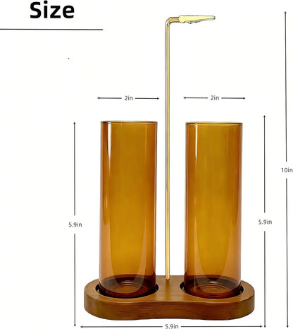 Incense Holder,2 in 1 Incense Sticks Burner Holder with Storage,Hang Upside Down Incense Holder for Sticks with Glass Ash Catcher for Meditation Yoga Spa Room Decor (Brown)
