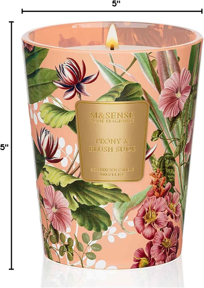 M&SENSE Jasmine Candles Highly Scented 3 Wick 35oz 150 Hours Burn Extra Large Jar Candles for Women, Natural Soy Wax Aromatherapy Candle for Stress Relief, Meditation, Yoga, Spa - Colors A