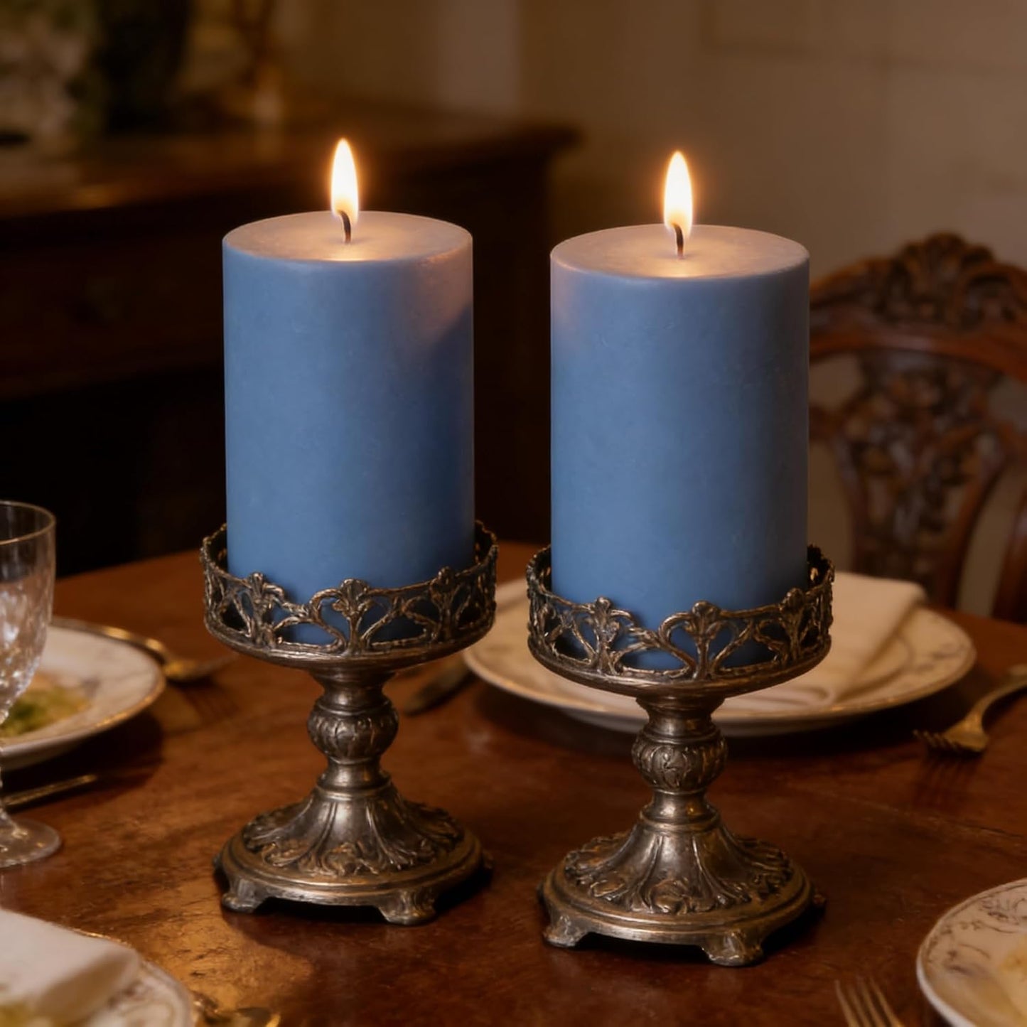 2 Pack 3x6 Inch Sage Green Unscented Pillar Candles - 70 Hour Long Burning Dripless Smokeless Candles for Home Decor Weddings Festivals Spa Meditation