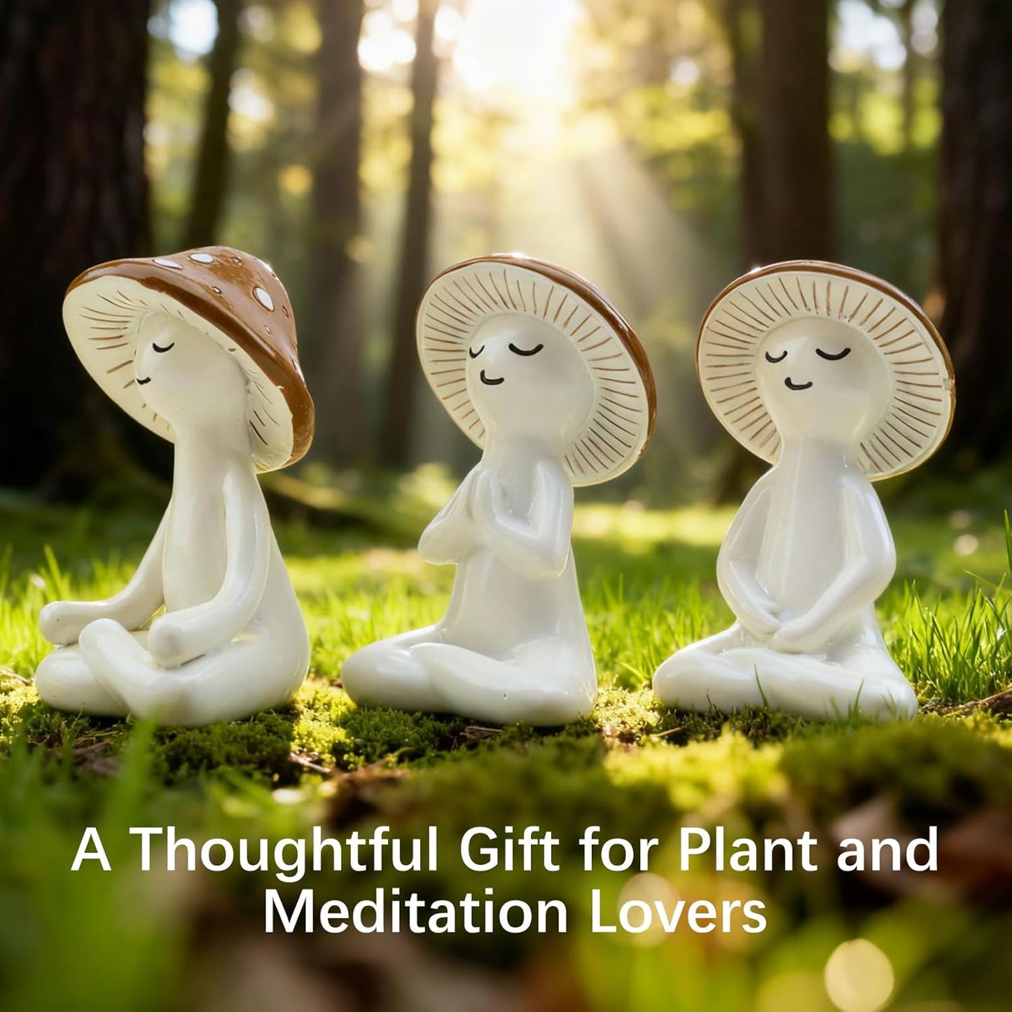 Meditation Mushroom Resin Statues – Cute Yoga Mushroom Figurines for Desk, Home, Office & Garden Decor – Zen Resin Sculptures for Living Room, Patio, Tabletop & Backyard (1 Pack, Mushroom)