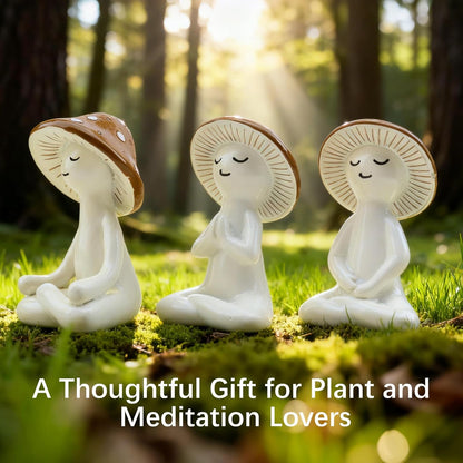 Meditation Mushroom Resin Statues – Cute Yoga Mushroom Figurines for Desk, Home, Office & Garden Decor – Zen Resin Sculptures for Living Room, Patio, Tabletop & Backyard (1 Pack, Mushroom)