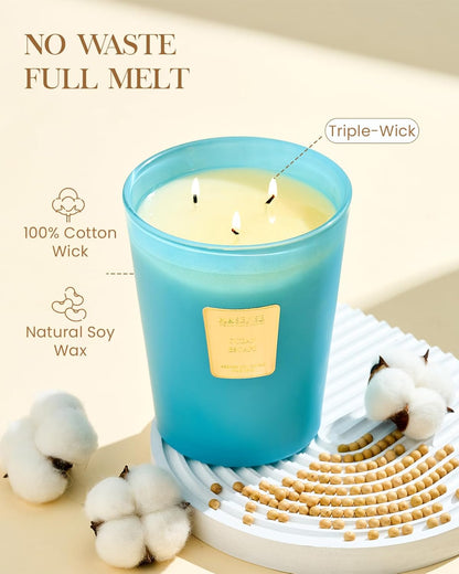 M&SENSE Jasmine Candles Highly Scented 3 Wick 35oz 150 Hours Burn Extra Large Jar Candles for Women, Natural Soy Wax Aromatherapy Candle for Stress Relief, Meditation, Yoga, Spa - Colors A