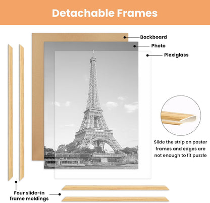 upsimples 18x24 Picture Frame Black 3 Pack, Scratch-Proof Poster Frames 18 x 24 for Photo Gallery - Slide-In Strips, Horizontal or Vertical Wall Mounting