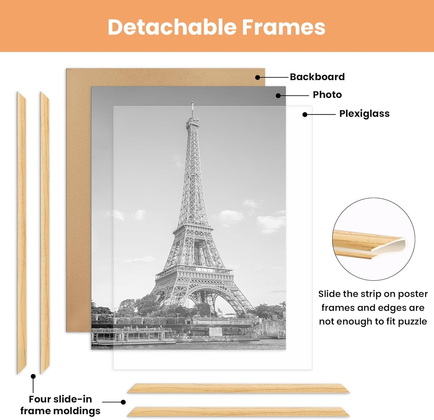 upsimples 24x36 Poster Frame Black 3 Pack, Scratch-Proof Picture Frames 24 x 36 for Photo Gallery - Slide-In Strips, Horizontal or Vertical Wall Mounting