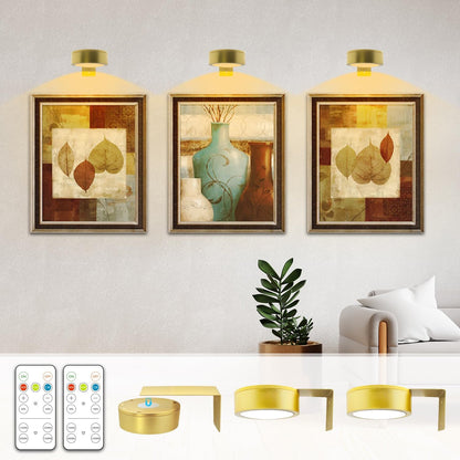 Arixinks 3PACK Picture Light Battery Operated with Remote, Painting Light for Wall Art with 3 Lighting Colors Dimmable, LED Art Display Accent Light on Wall for Poster Dartboard Frame Portrait Black