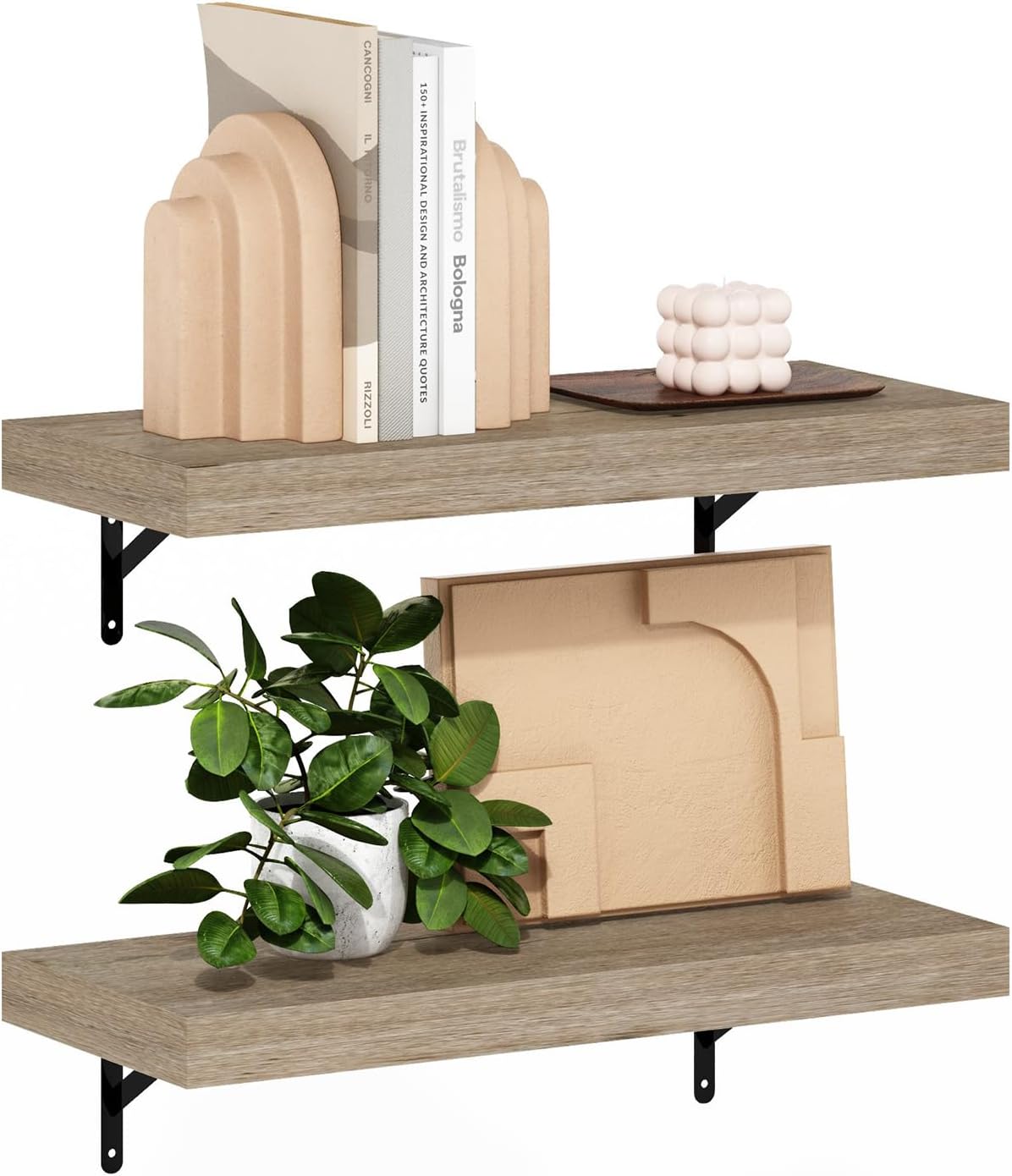 Furinno Rossi 5-Tier Wall Mount Floating Radial Corner Shelf, White