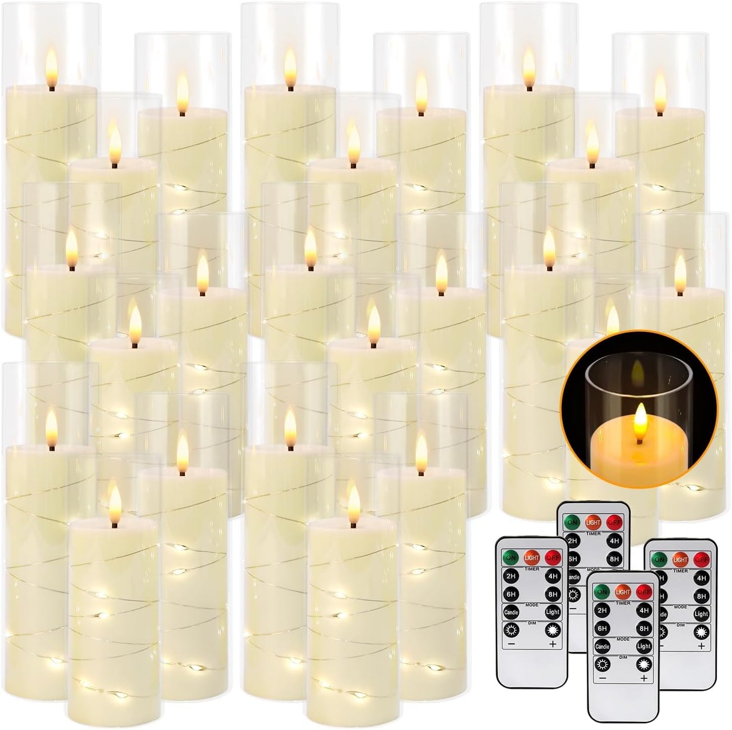 48- Pack of 3 Sizes of LED Flameless Candles.This Candle is Suitable for café, Fancy Restaurant, Bookstore and Other Scenes to Create a Relaxing and Romantic Atmosphere.