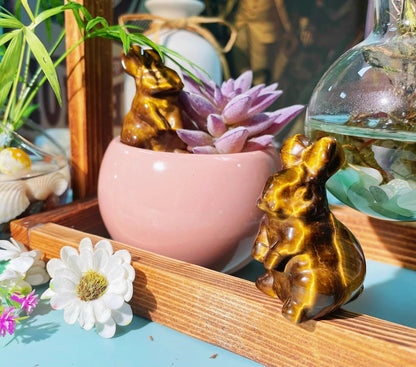 DUQGUHO Bunny Decor Easter Rabbit Decor Crystals Easter Gifts Decoration Bunny Statue Amethyst Crystals Figurines Bunny 1.5’’