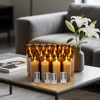 48- Pack of 3 Sizes of LED Flameless Candles.This Candle is Suitable for café, Fancy Restaurant, Bookstore and Other Scenes to Create a Relaxing and Romantic Atmosphere.